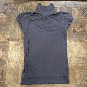 Forever 21 | Turtle Mock Neck Blouse | Short Bubble Cap Sleeve | Gray | Size S